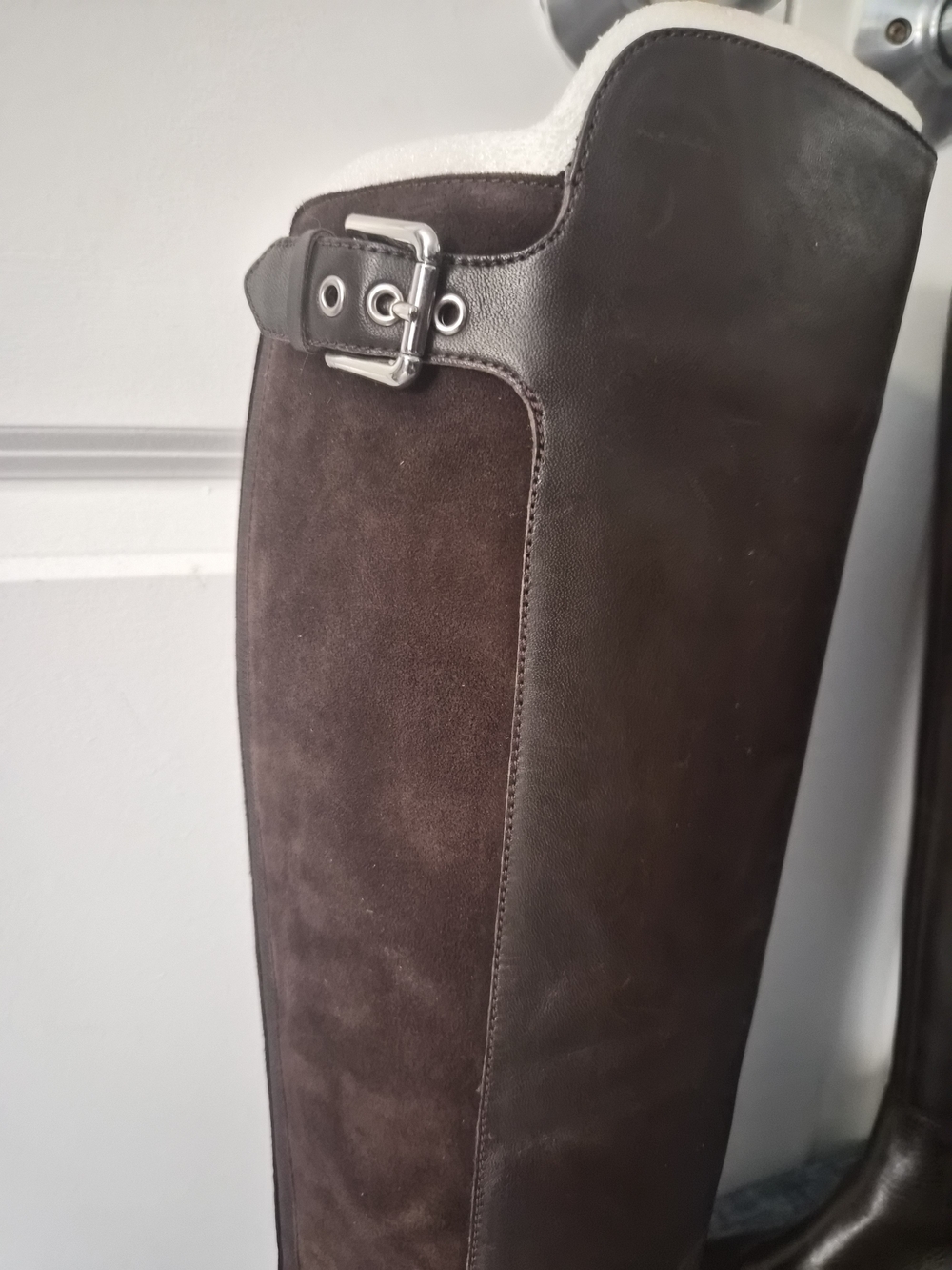 Marc Fisher Tall Leather & Suede Riding Boots in Dark Brown - Picture 2 of 12